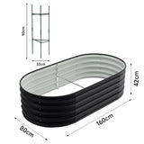 Anthracite 160cm Oval Shaped Galvanized Steel Raised Garden Bed