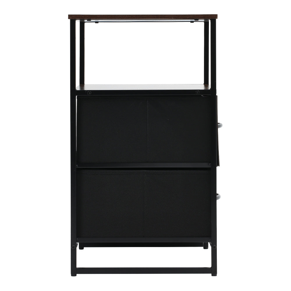 Medieval Style Wooden Storage Cabinet with Two Drawers