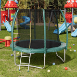 Dark Green 8FT Outdoor Enclosure Trampoline with Ladder