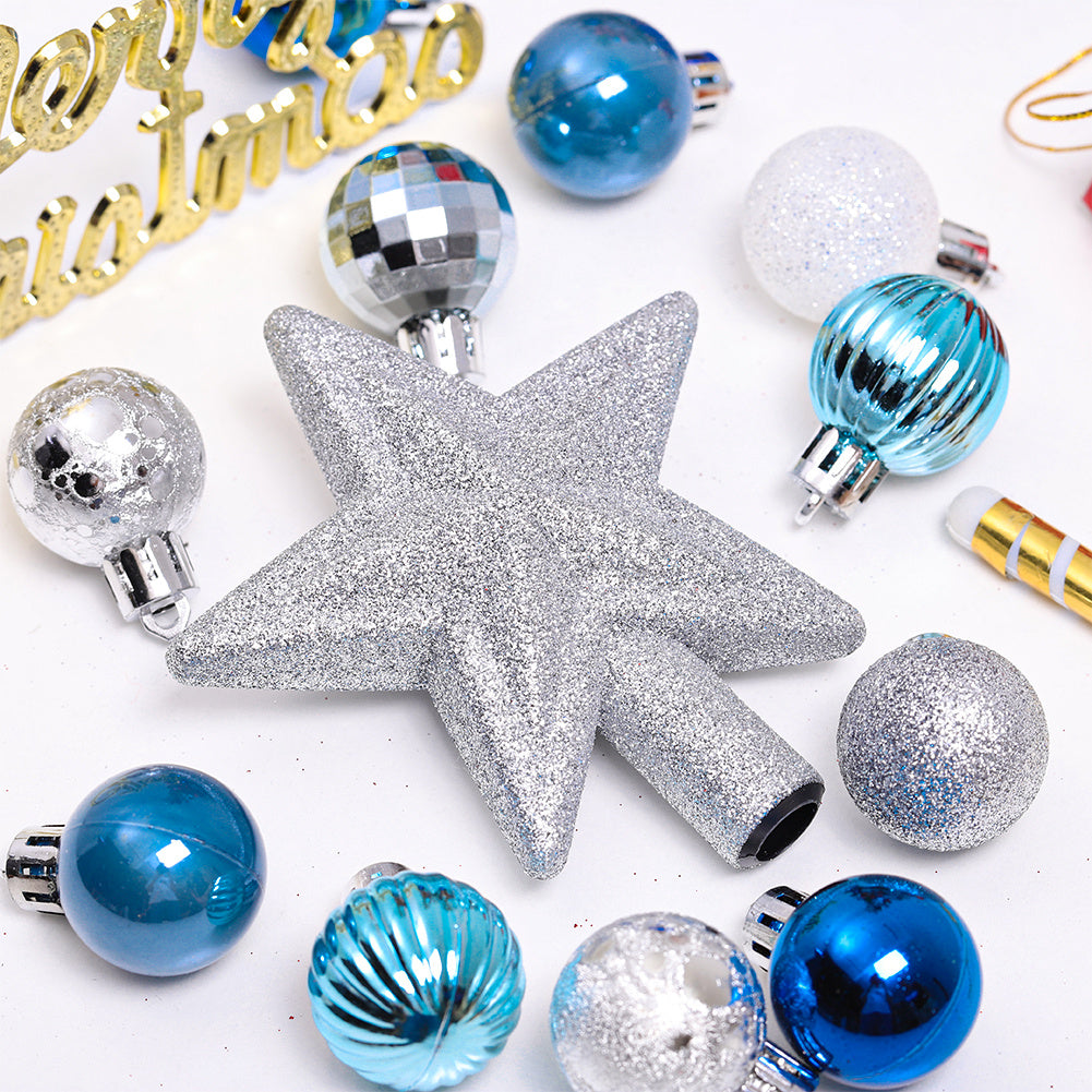 30 Pieces Christmas Tree Ornament Set Xmas Bauble,Silver and Blue