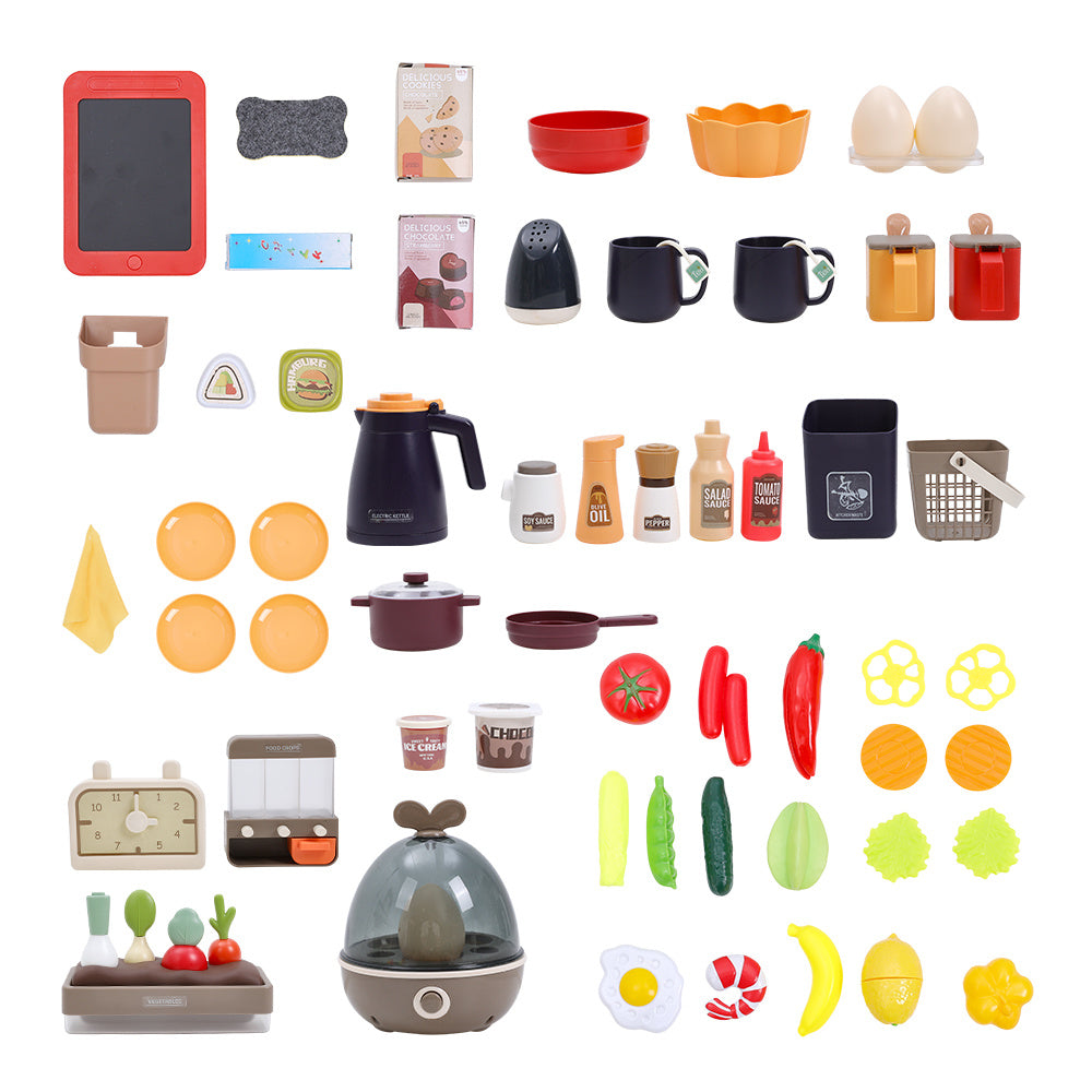 Green Play Kitchen Set With 88PCS Kitchen Accessories