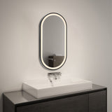Black Modern Oval LED Wall Mirror Metal Framed
