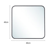 Black 40cm Square Wall Mirror with Aluminum Alloy Frame