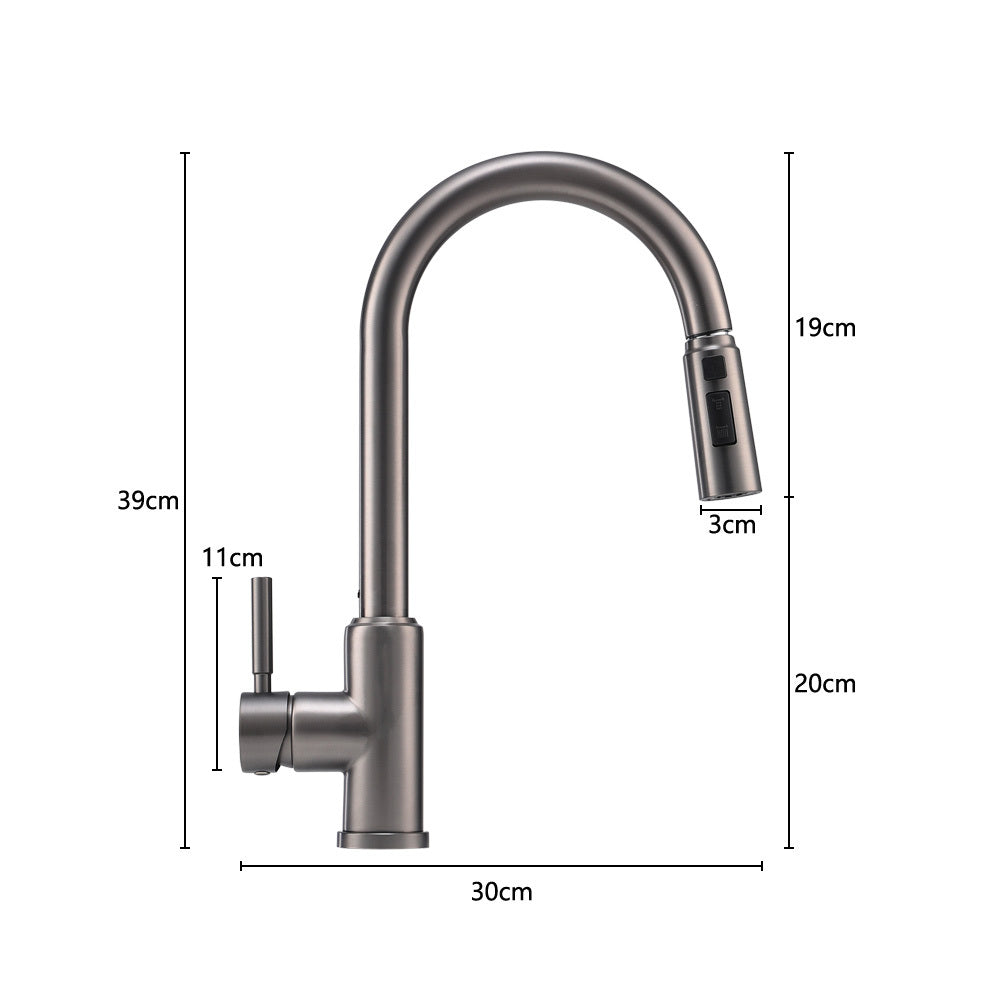Grey Modern Single Handle Kitchen Faucet