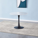 Modern Round Minimalist Dining Table Black and White