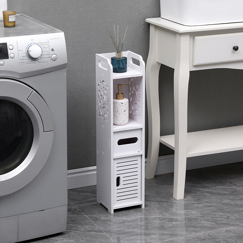 White 68cm H Freestanding Wooden Small Bathroom Cabinet