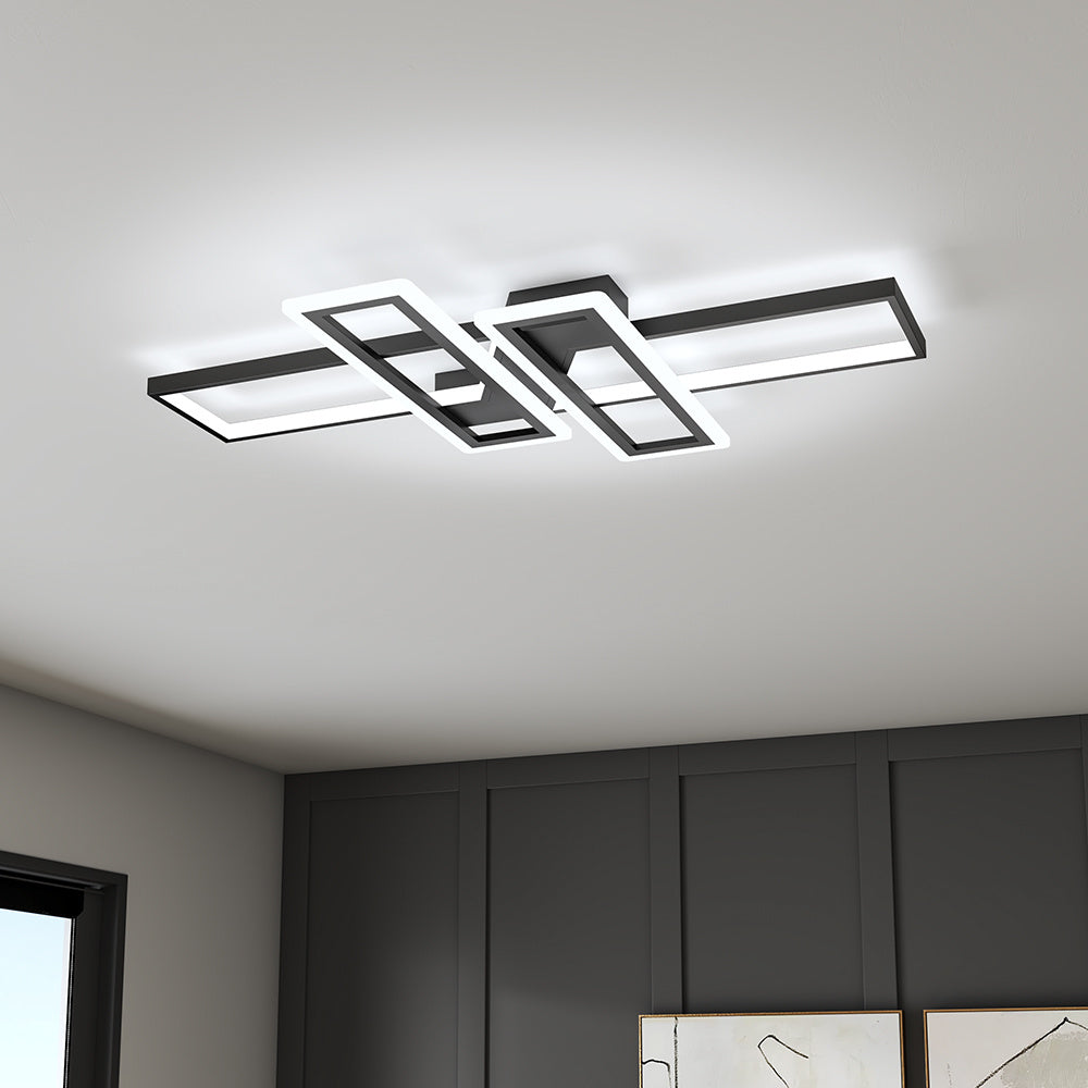 Geometric Black Frame LED Ceiling Light 90x60