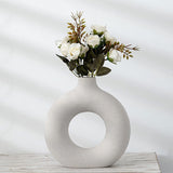 18cmW x 19cmH Nordic Style Ceramic Round Vase in White