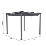 3x3M Black Outdoor Aluminum Patio Pergola with Light Grey Canopy