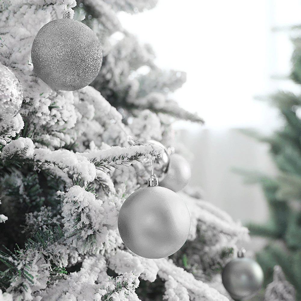 36 Pieces Silver Xmas Ball Christmas Tree Deluxe Bauble Set
