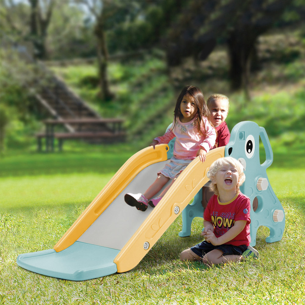 Green Freestanding Puppy Indoor Outdoor Toddler Slide