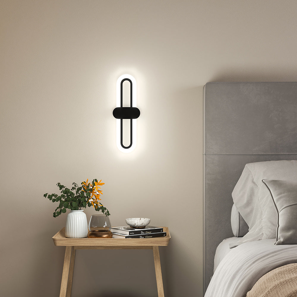 40CM Modern Oval LED Wall Light with Acrylic Shade, White Light