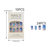 240PCS Lightning Press On Nails Red Blue Flame Fake Nails Set
