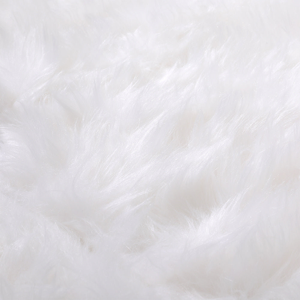 Large Faux Fur Snow Plush Skirt Base Floor Mat for Christmas Tree Decor, White 122CM