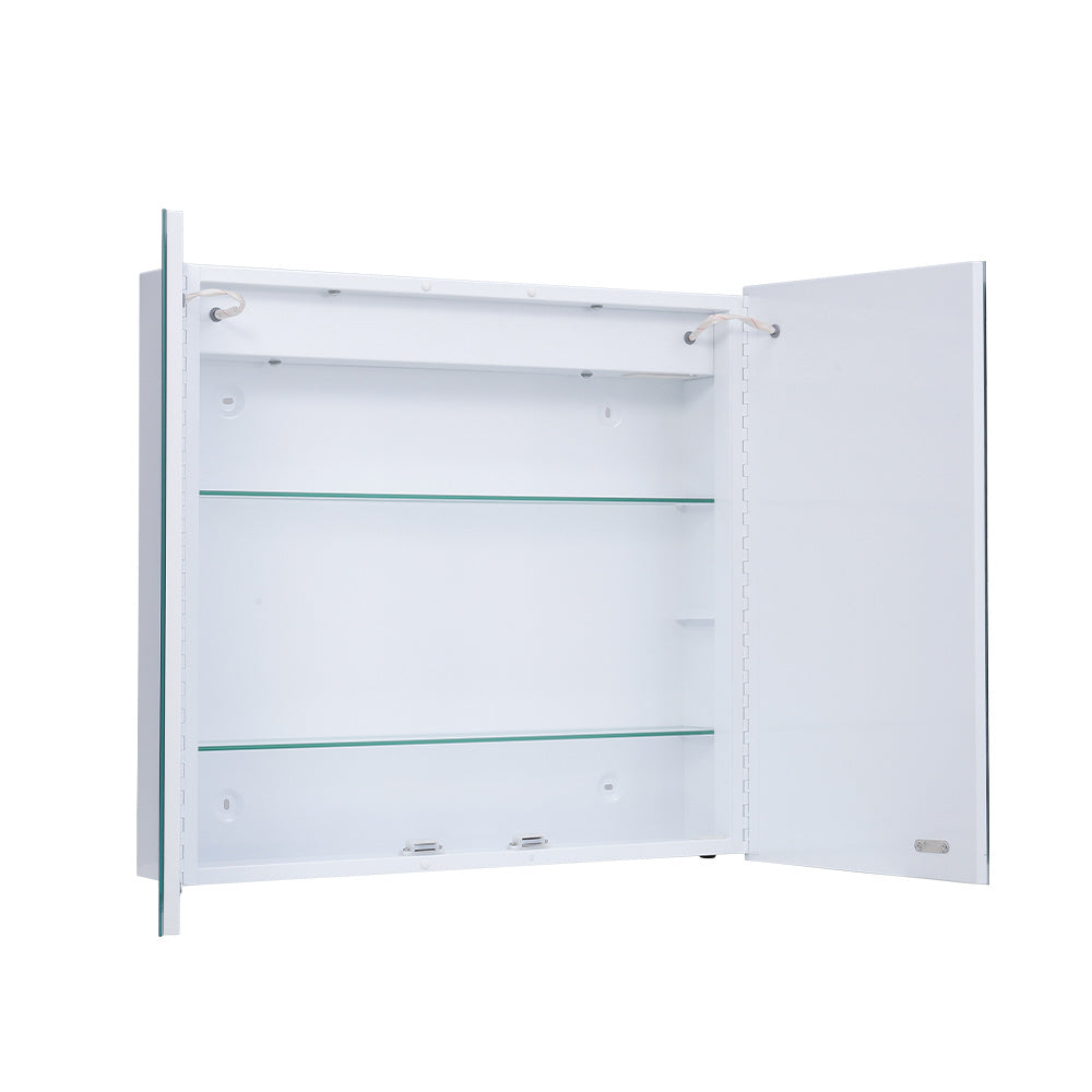 Double Door Frameless Mirror Storage Cabinet with LED Lights
