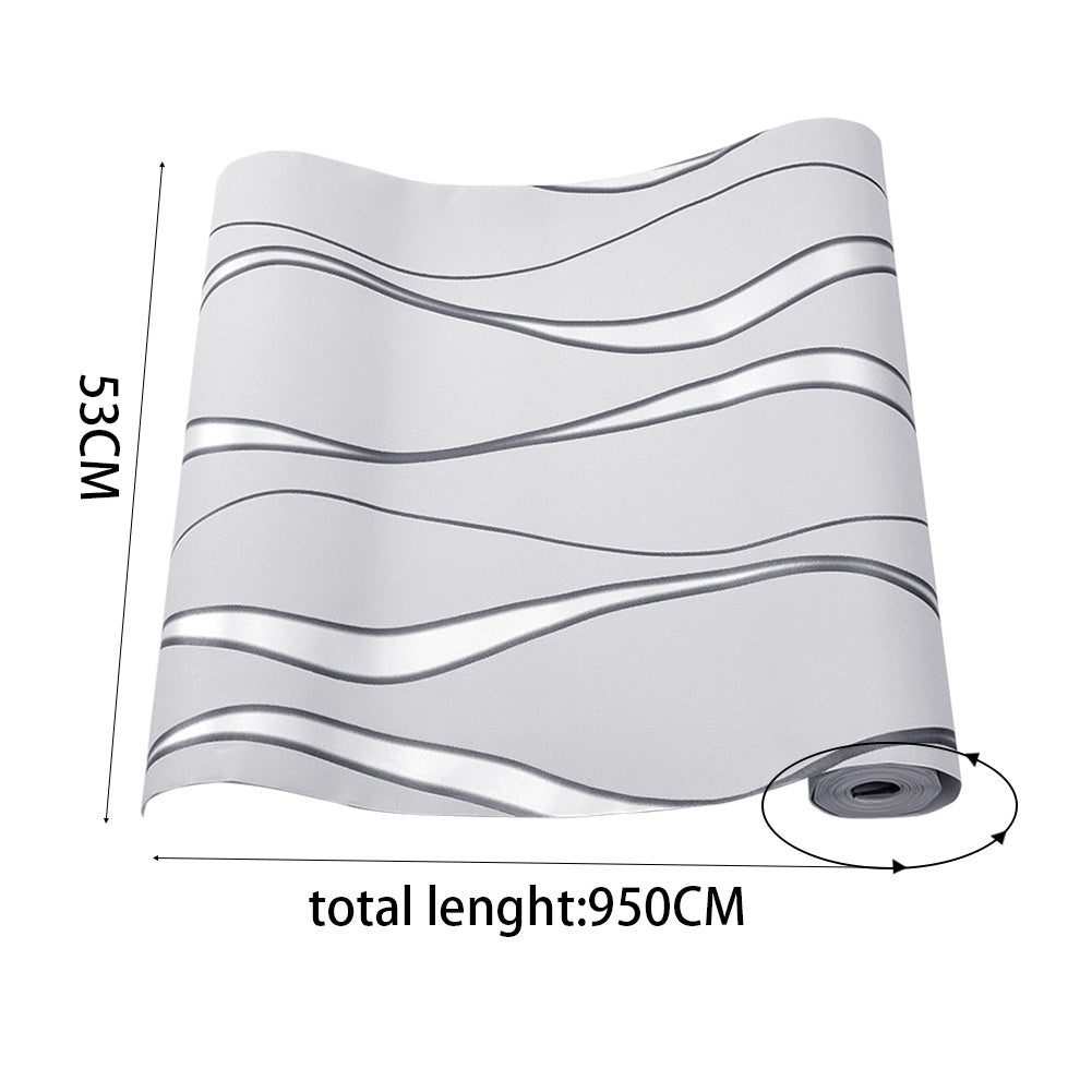 Light Grey Modern Geometric Wavy Striped Wallpaper