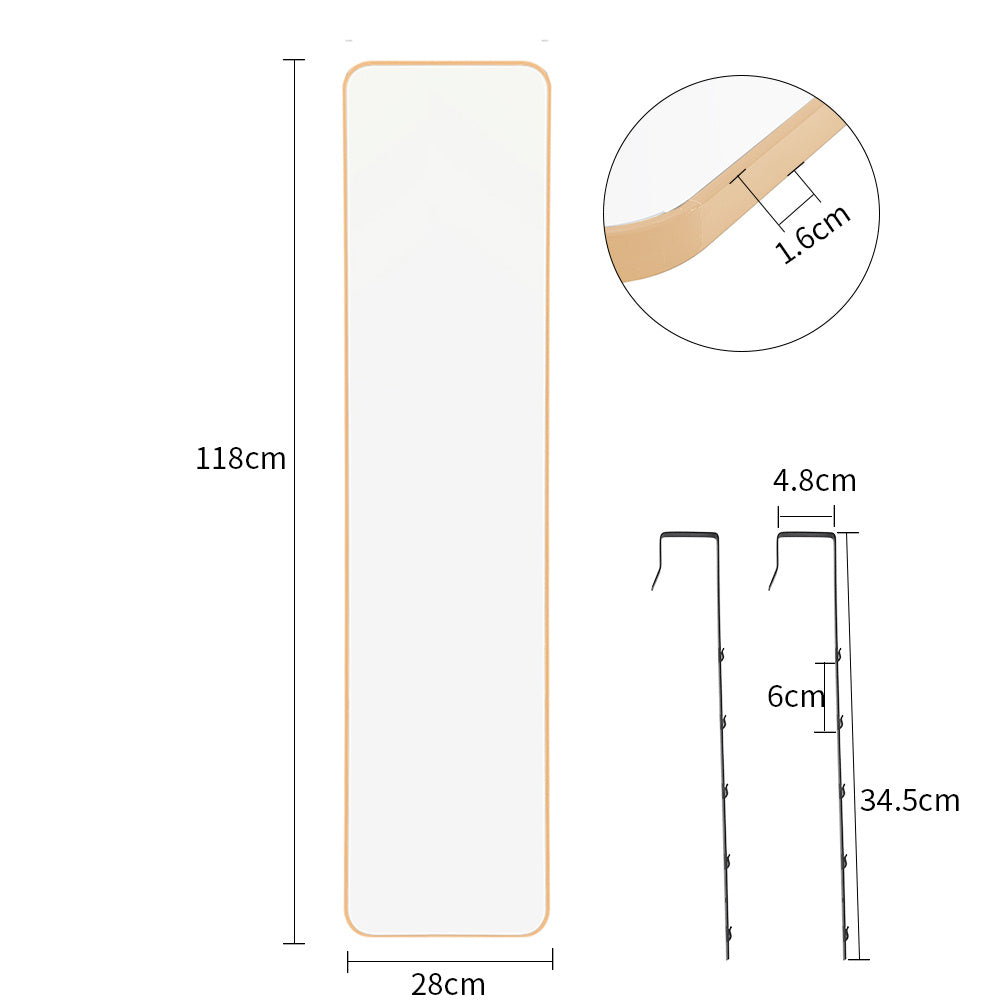 Full Length Mirror with Rounded Corners Door Hanging Gold Medium Mirror