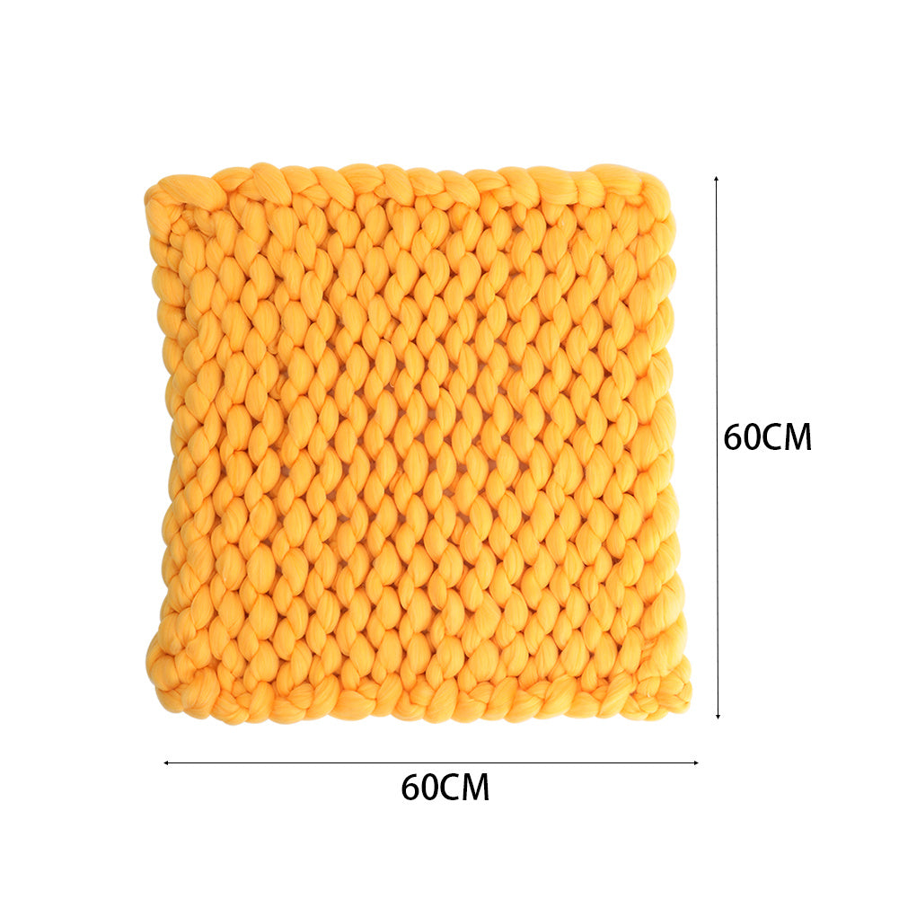 Yellow 60cm Handwoven Chunky Knit Throw Blanket