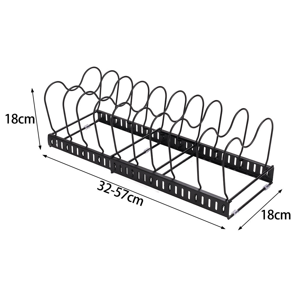 Expandable Pot Pan Lid Rack Pan Organiser with 10 Dividers