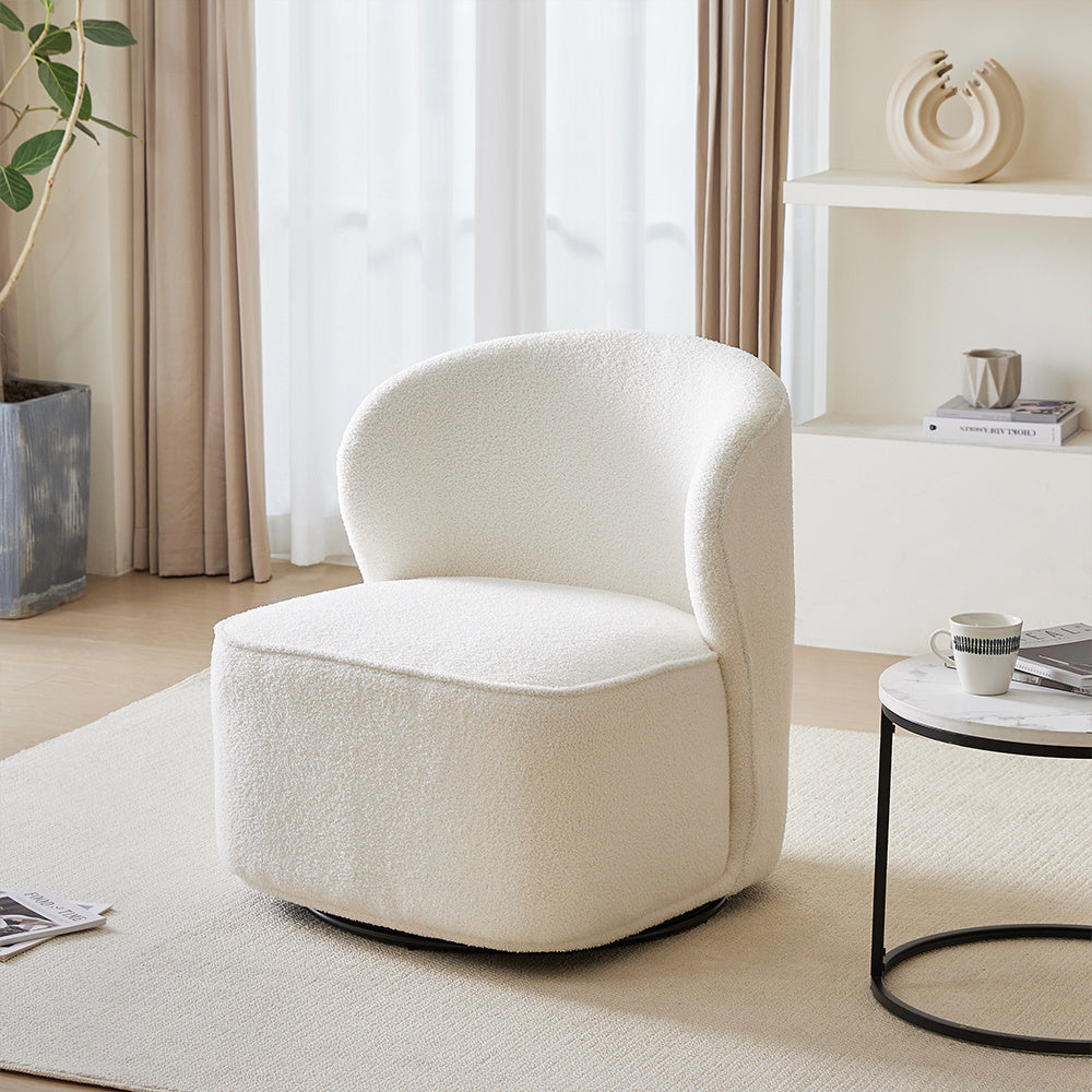 White 66cm W Chic Upholstered Swivel Chair