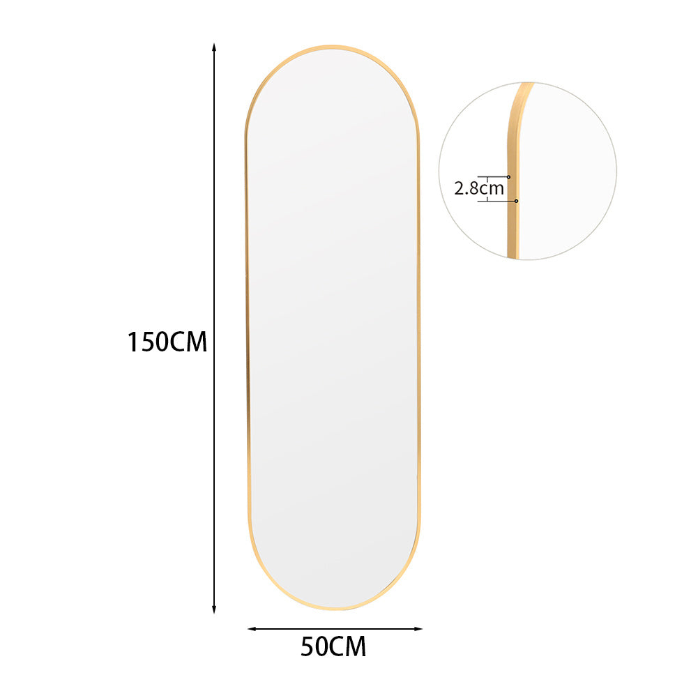 Gold 150cm Oval Full Length Wall Mounted Mirror