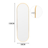 Gold 150cm Oval Full Length Wall Mounted Mirror