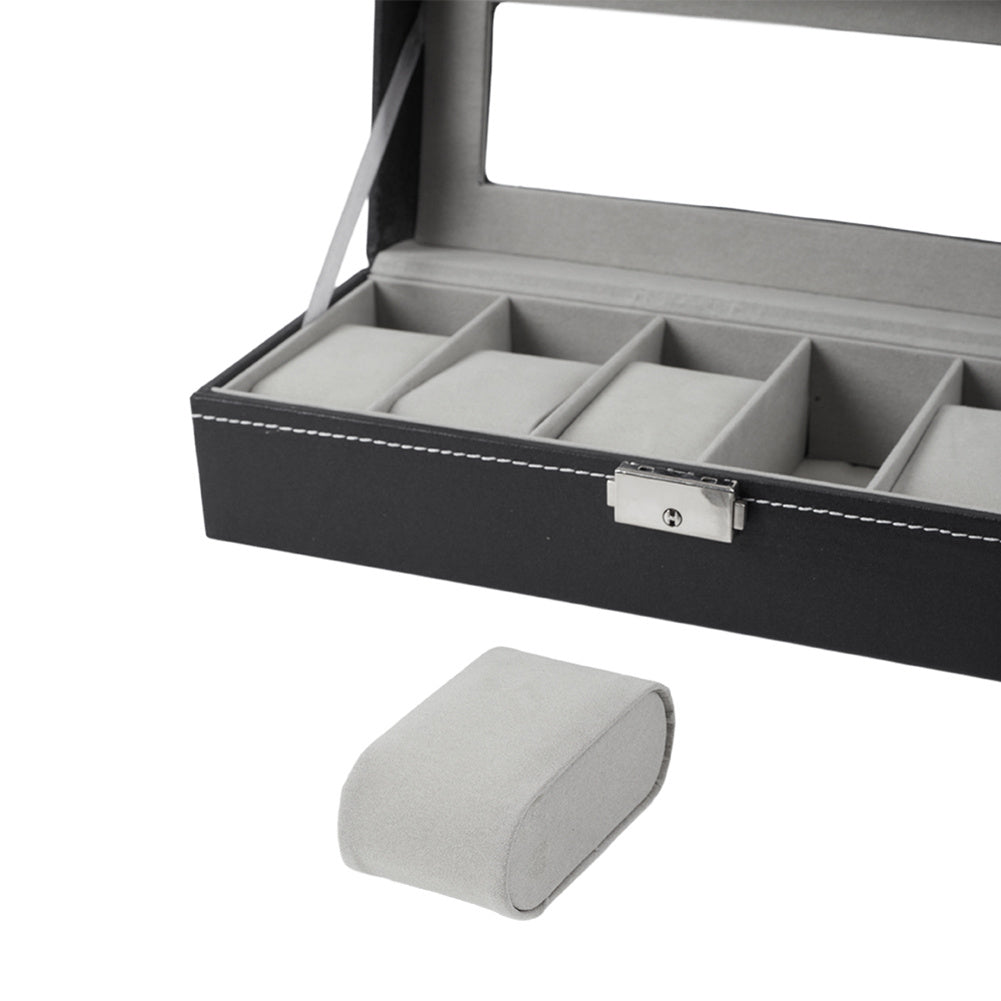 Faux Leather Watch Display Case with 6 Slots