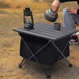 68x45CM Aluminum Portable Roll Top Camp Table with Storage Basket