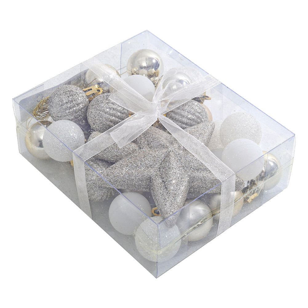 30 Pieces Christmas Tree Ornament Set Xmas Bauble,Silver