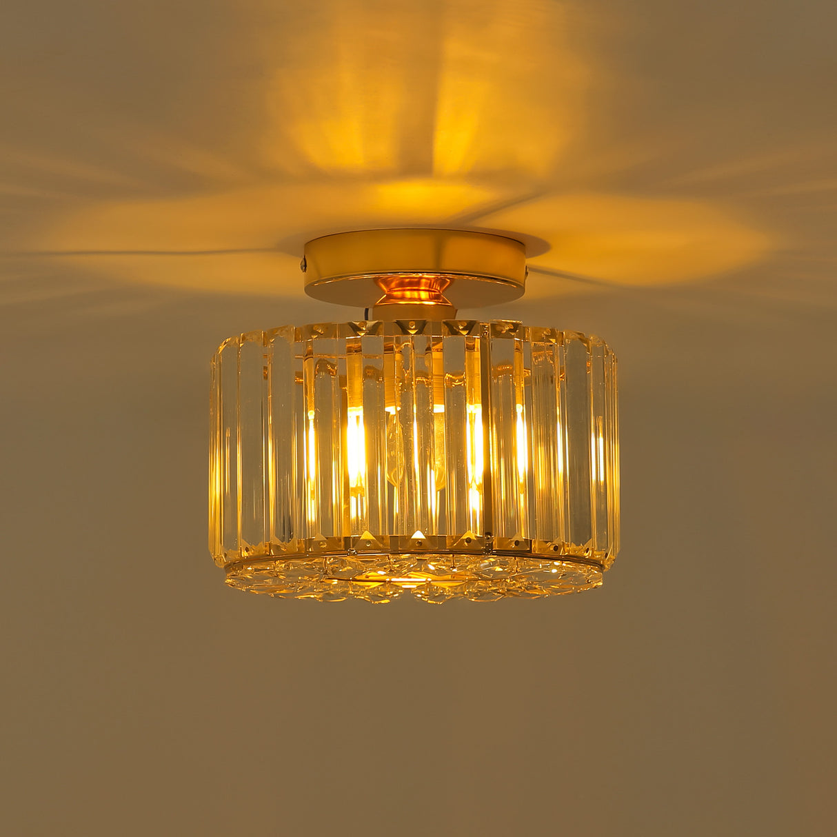Gold Round 23x18cm Crystal LED Ceiling Light