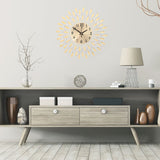 Large 3D Wall Clock Art Metal Diamond Decoration, Gold
