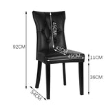 Set of 2 PU Leather Buttoned Dining Chair Black