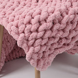 80x100CM Hand Woven Chenille Blanket for Couch and Bed,Pink