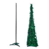 Green Collapsible Pop Up Tinsel Christmas Tree with Base 1.2M