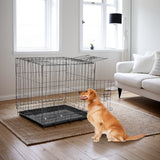 Large Wire Dog Crate with 2 Doors and Tray 60cm