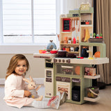 Green Play Kitchen Set With 88PCS Kitchen Accessories