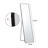 Black 160cm  Modern Rectangle Metal Floor Mirror