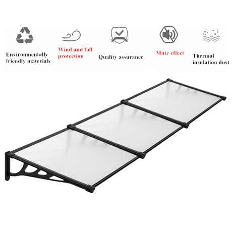 Black Straight Door Canopy Awning Shade Shelter, 270x90x28CM