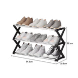 Black Foldable 3 Tier Metal Shoe Rack
