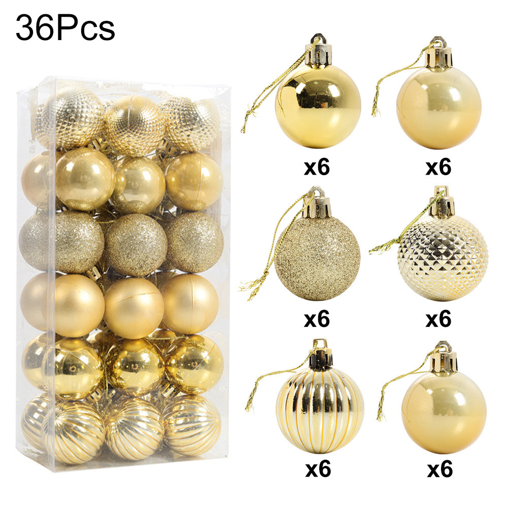 36 Pieces Gold Xmas Ball Christmas Tree Deluxe Bauble Set