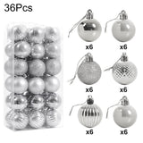 36 Pieces Silver Xmas Ball Christmas Tree Deluxe Bauble Set
