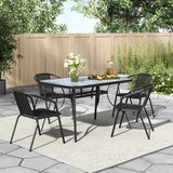 Rectangular Garden Tempered Glass Wood Grain Coffee Table with Four chairs