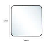 Black 60cm Square Wall Mirror with Aluminum Alloy Frame
