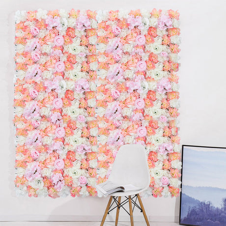 Multicolor Artificial Rose Flower Backdrop Wall Panel