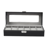 Faux Leather Watch Display Case with 6 Slots