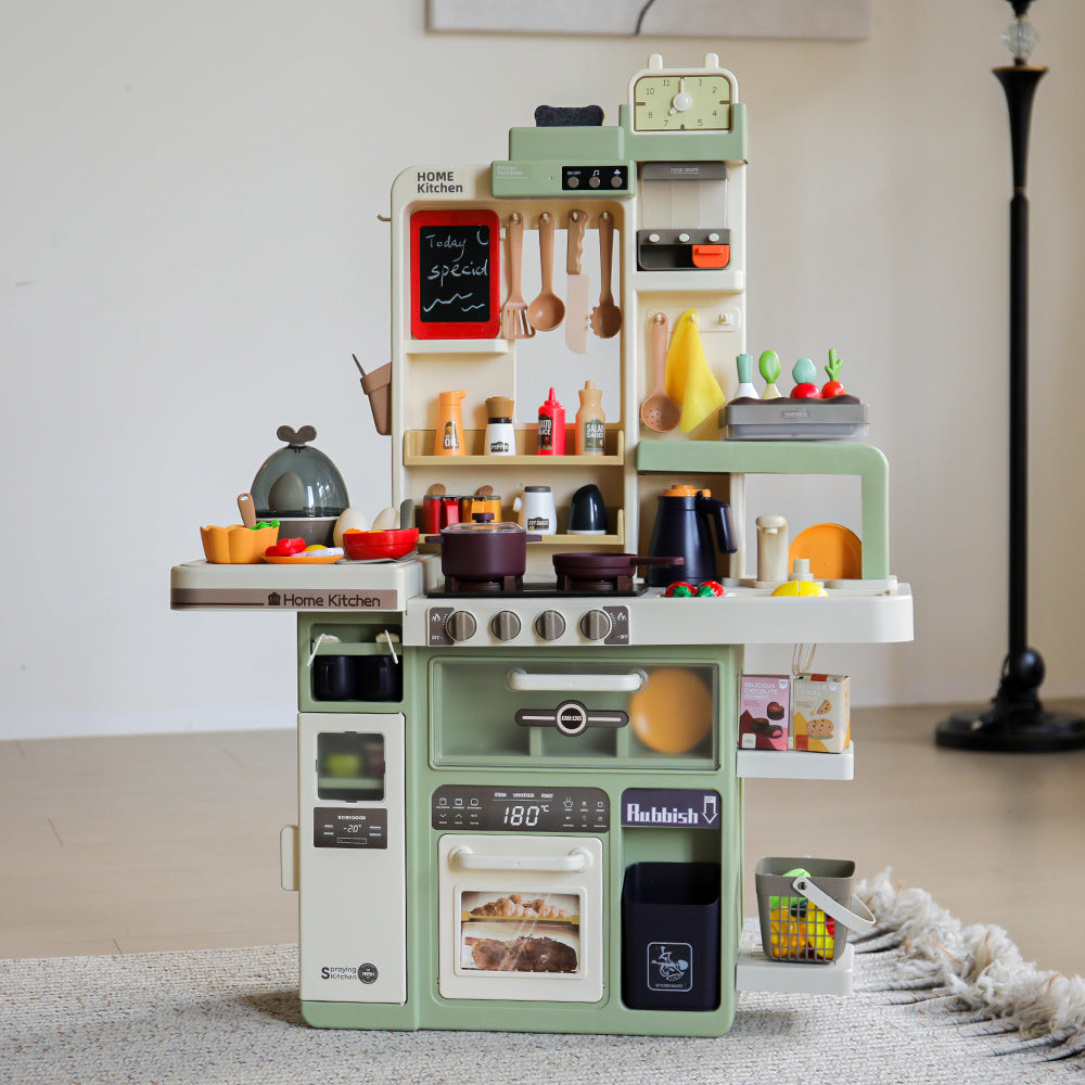 Green Play Kitchen Set With 88PCS Kitchen Accessories