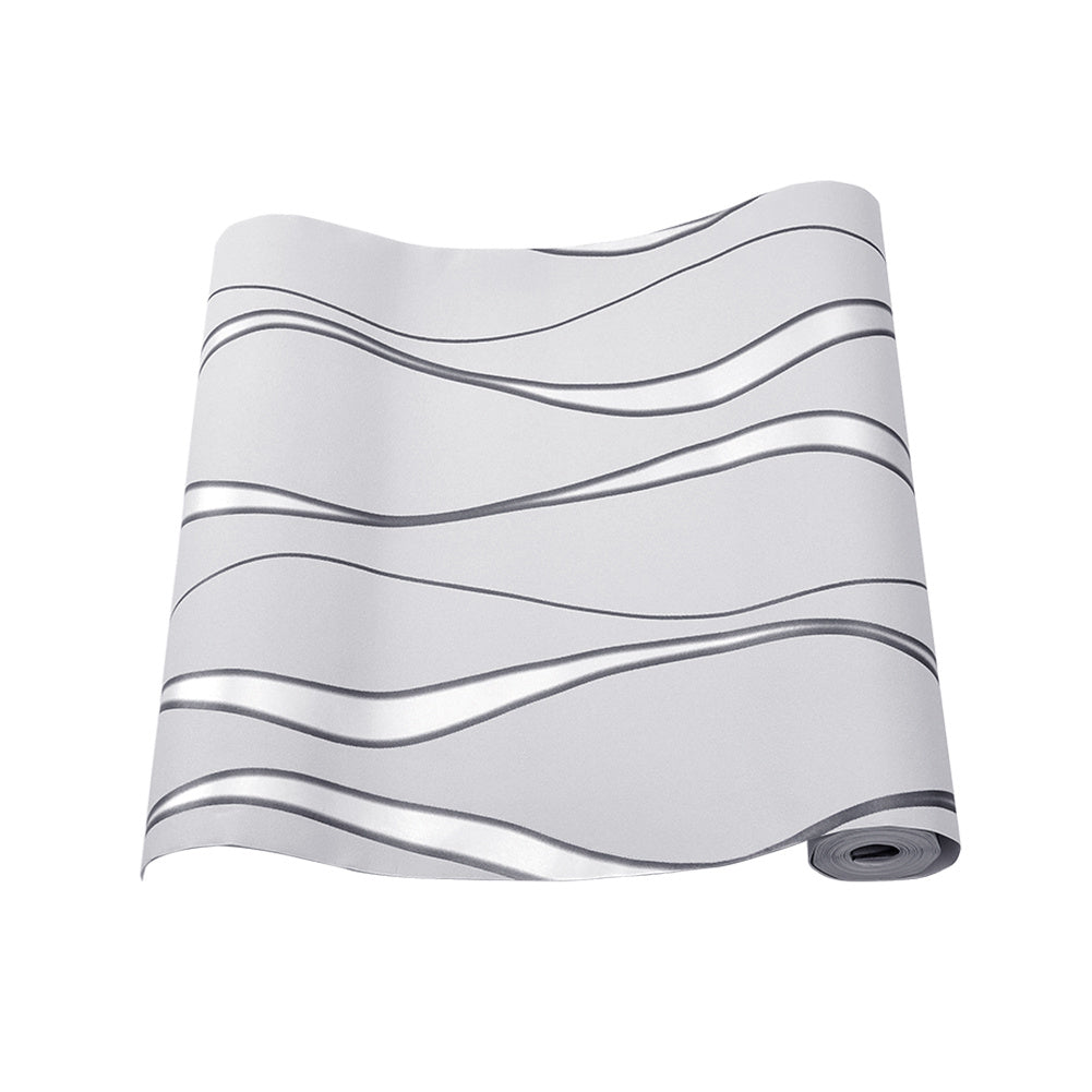 Light Grey Modern Geometric Wavy Striped Wallpaper