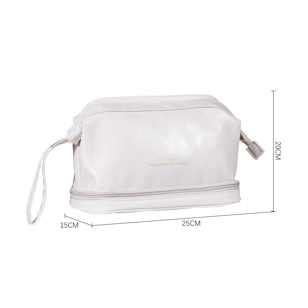 White Double Tier Large Travel Makeup Bag