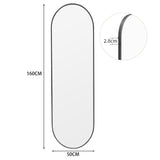Black 160cm Oval Full Length Wall Mounted Mirror