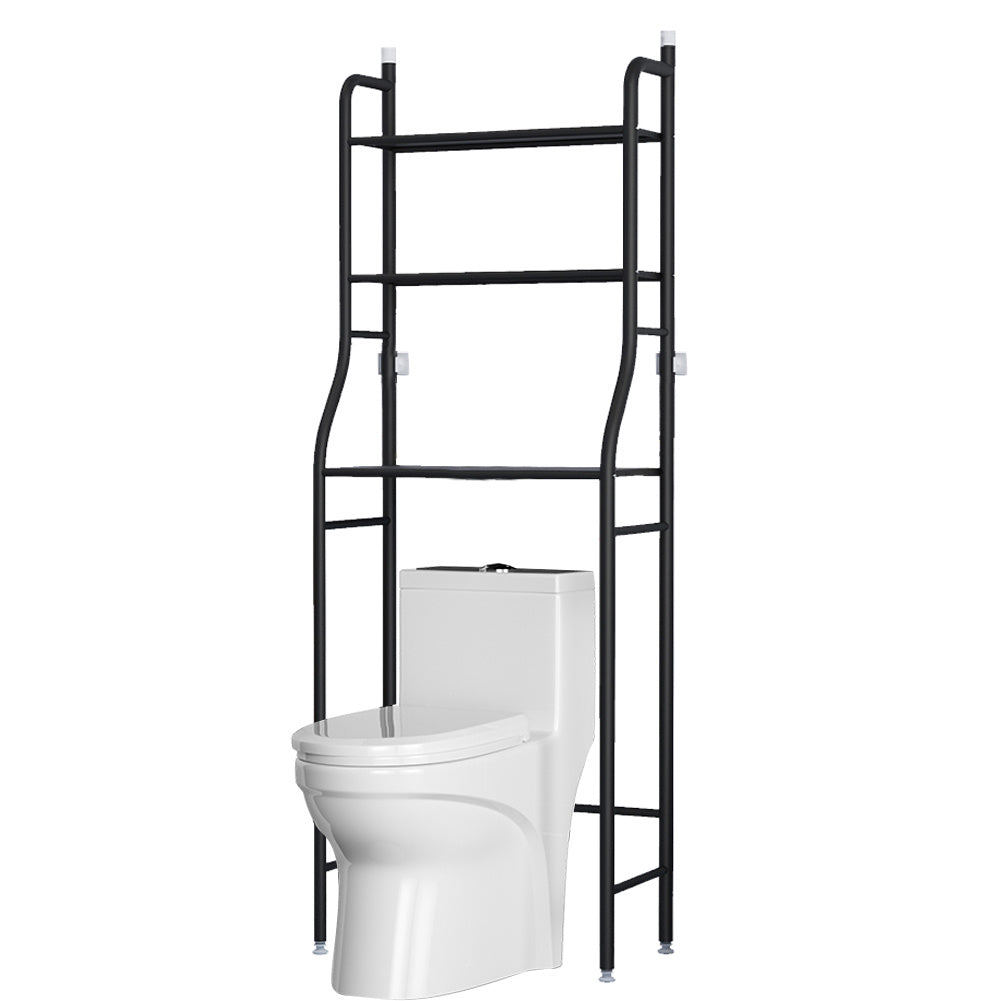 3 Tier Over the Toilet Bathroom Storage Space Holder Stand, Black